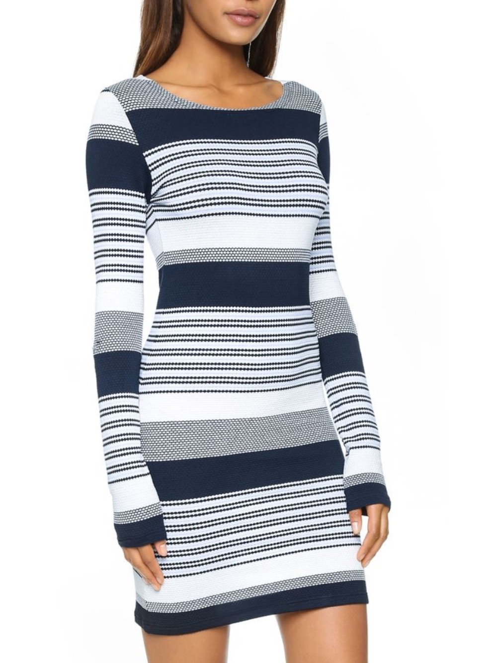 Melissa Odabash Maddie Striped Long Sleeve Dress multi-tone blue white stripes